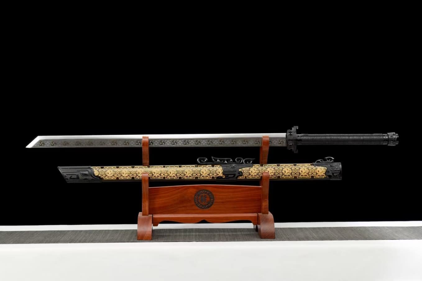 LOONGSWORD,chinese sword,Tactical Sabre,Tang DAO high Carbon Steel Etch Blades,Alloy Fittings,carvings Scabbard