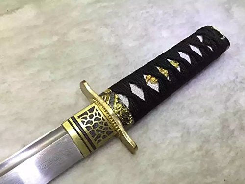 Wakizashi,Damascus steel,Wood Scabbard,Alloy tosogu - Chinese sword shop