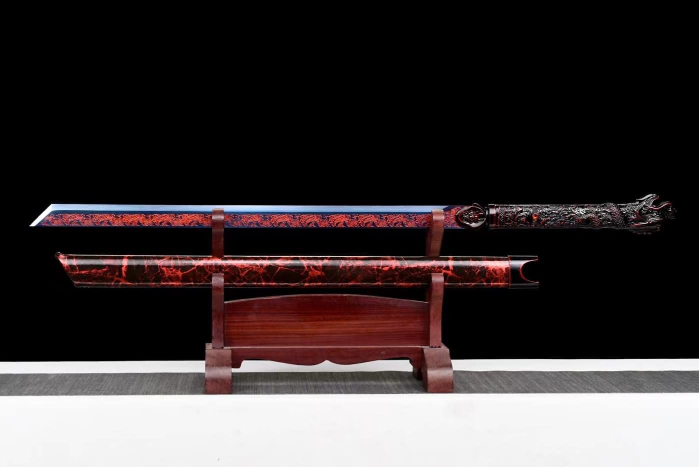 Broadsword Real,Forged High Carbon Steel Blades,Faux Leather Scabbard,Chinese sword