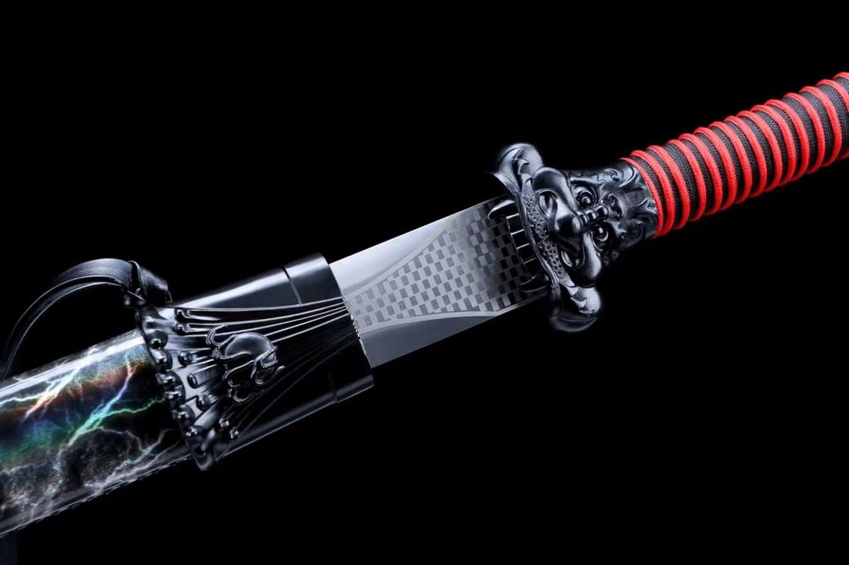 Dragon Tang jian,High Carbon Steel Blade,Alloy Fittings,Leather Scabbard,chinese sword