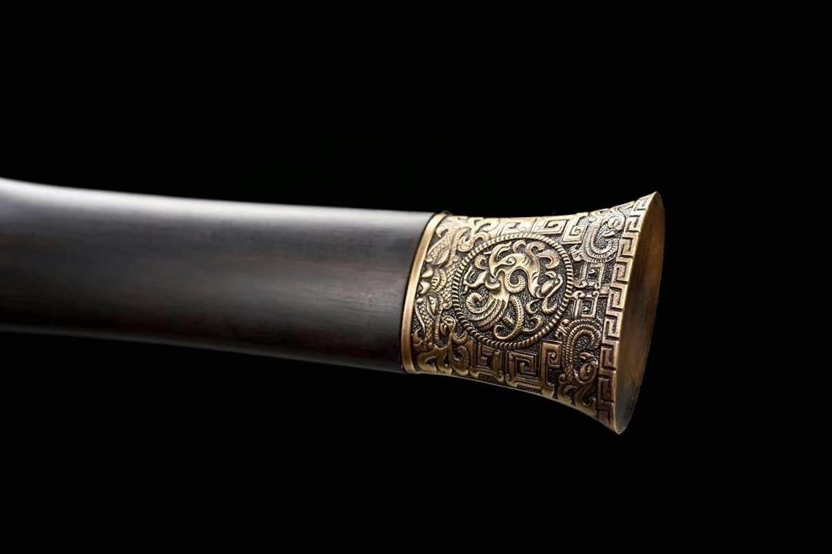 Han jian,Forged Damascus Steel Blades,Ebony Scabbard,Brass Fittings