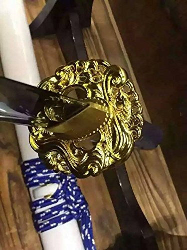 Samurai sword/katana/T10 high carbon steel blue blade/Solid wood Scabbard/Copper tusba/Length 39" - Chinese sword shop