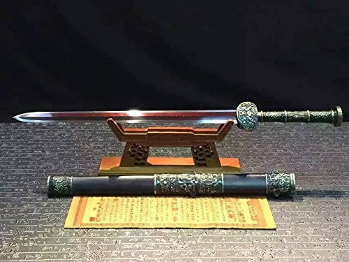 Fengyun jian/Damascus steel red blade/Black wood/Alloy handle/Length 35" - Chinese sword shop