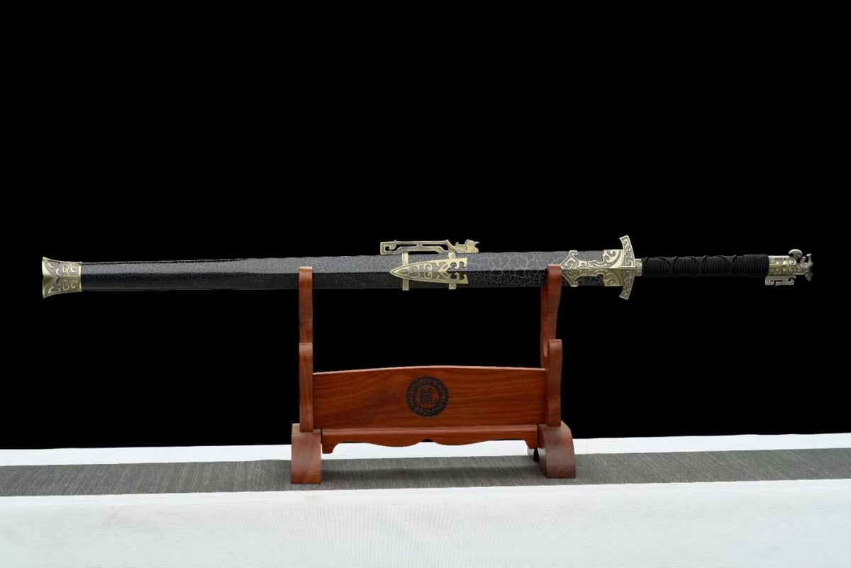 LOONGSWORD,Great Han jian Swords Carbon Steel Etched Blade,Alloy Fittings,Solid Wood Scabbard
