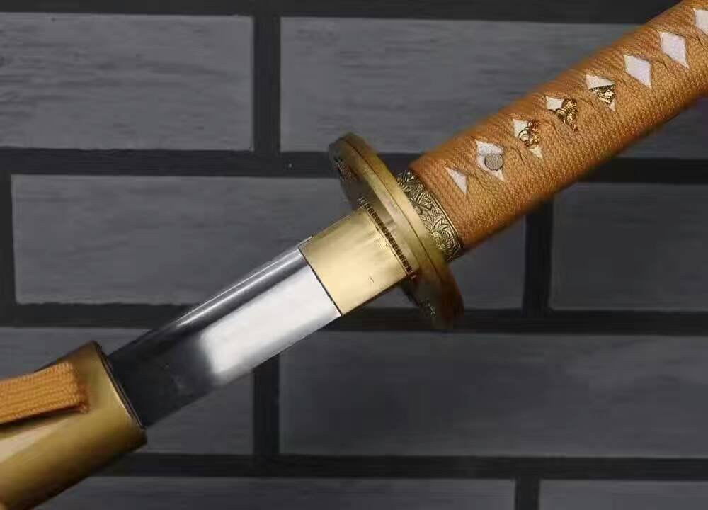 Samurai sword/Katana uchigatana/High carbon steel blade/Golden yellow scabbard/Full tang/Length 39" - Chinese sword shop
