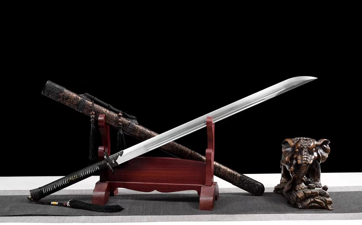 Qin Dao Sword Real High Carbon Steel Blade High Hardness Battle Ready,LOONGSWORD