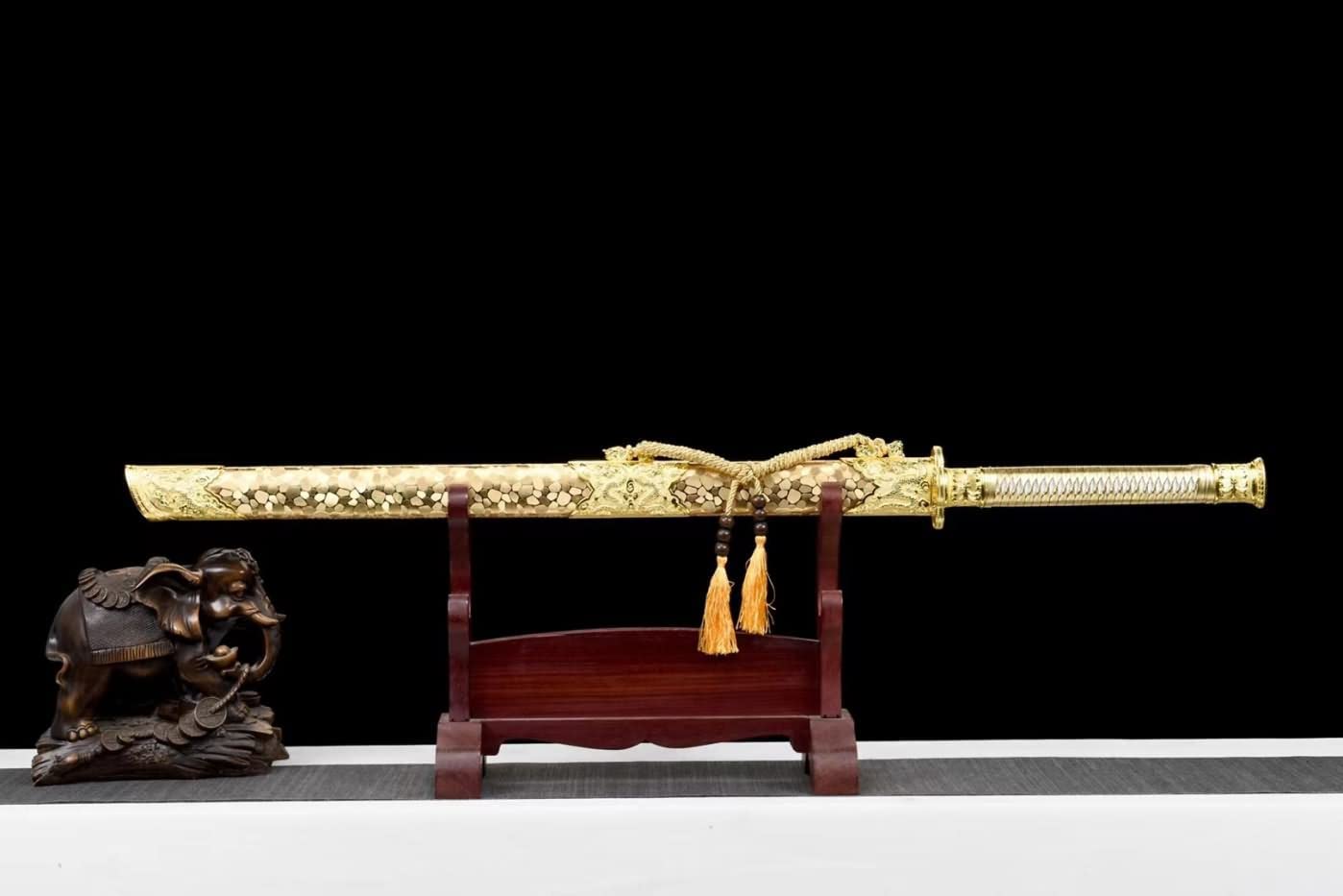 Tang jian Real,High Carbon Steel Etched Blade,Alloy Fittings,Chinese sword