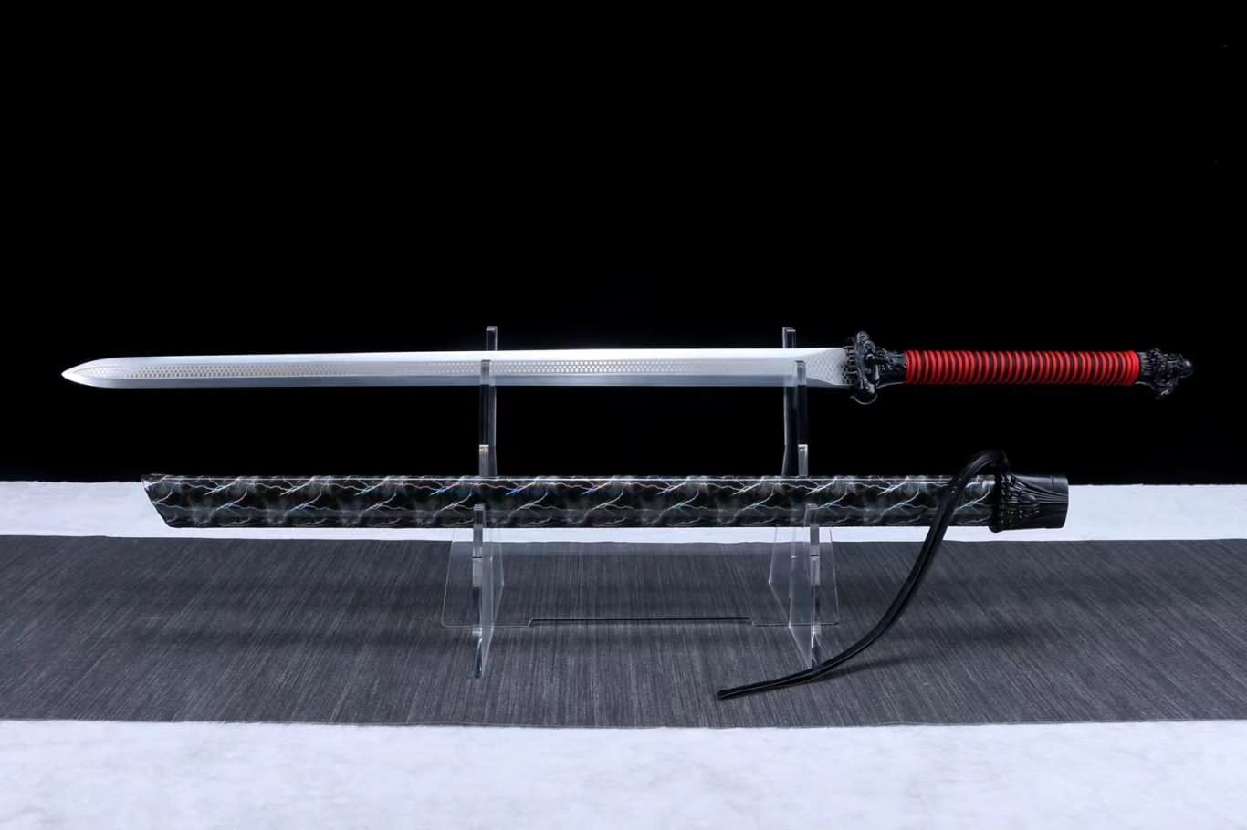 Dragon Tang jian,High Carbon Steel Blade,Alloy Fittings,Leather Scabbard,chinese sword