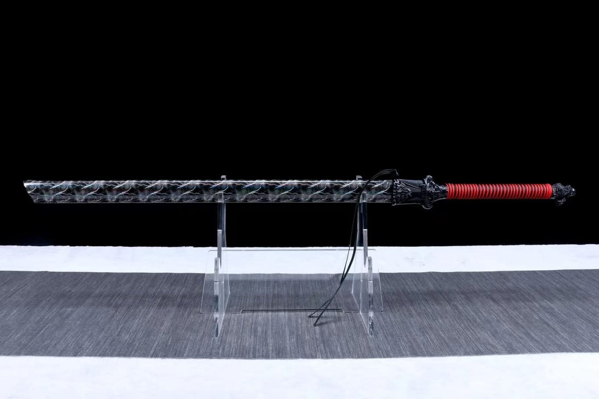 Dragon Tang jian,High Carbon Steel Blade,Alloy Fittings,Leather Scabbard,chinese sword