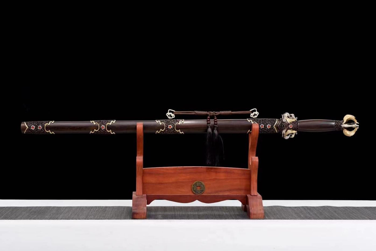 Vermilion Bird Swords,Damascus Steel Blades,Ebony Scabbard,Brass Fittings.chinese sword