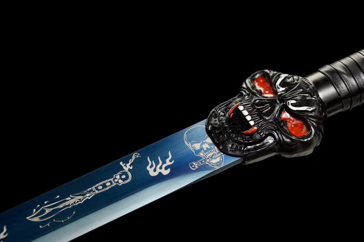 Tang Dao Real,High Carbon Steel Blue Blade,Alloy Fittings,Solid Wood Scabbard,chinese sword