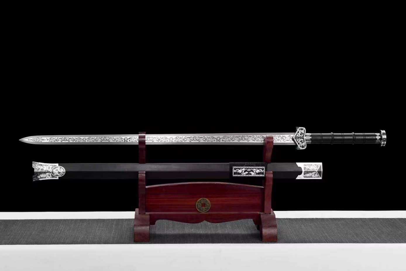 Han jian Swords Real High Carbon Steel Hexahedron Blade,Alloy Fittings,chinese swords