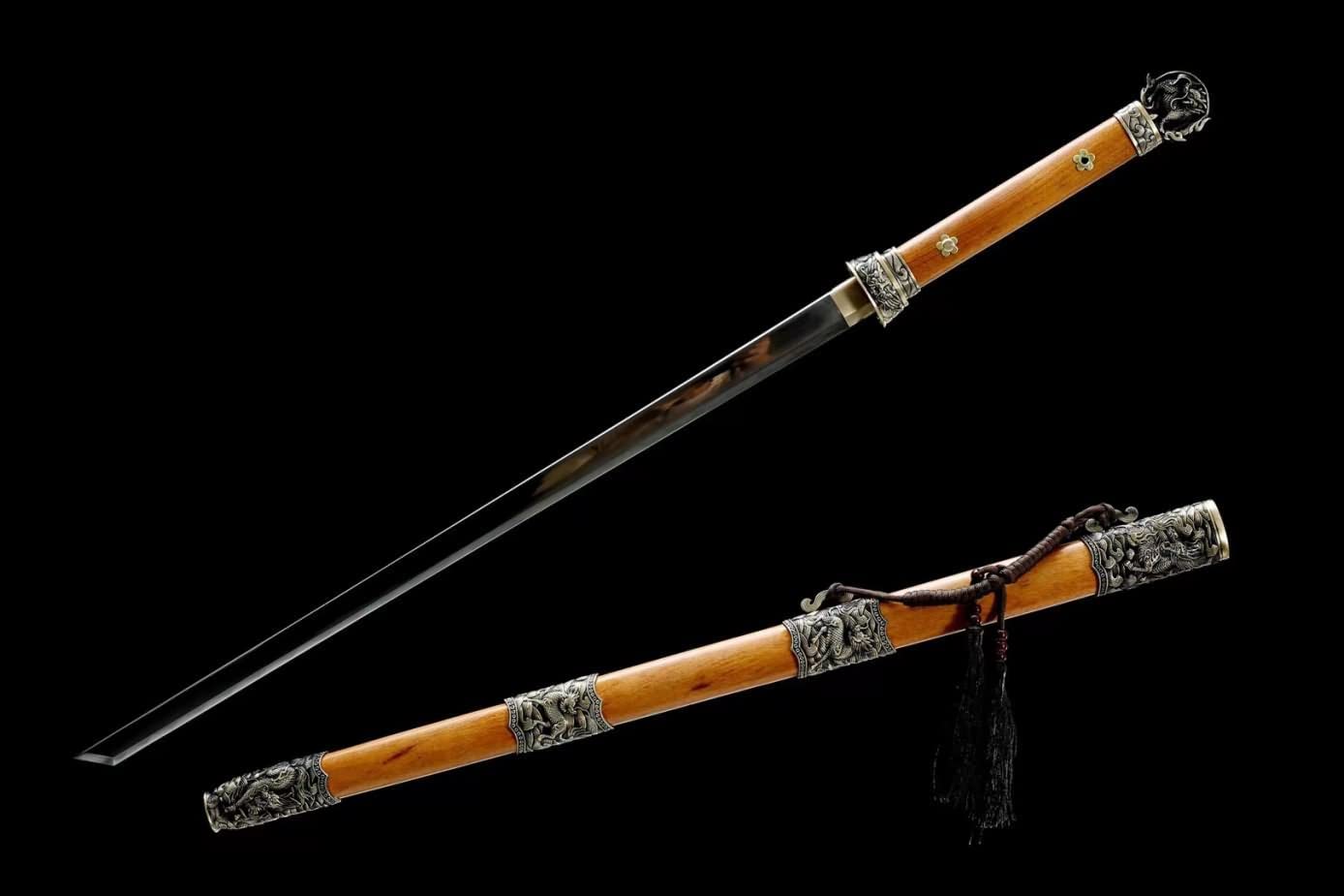 War dao,Forged Burn Blades,Brass Fittings,Rosewood Scabbard,chinese sword