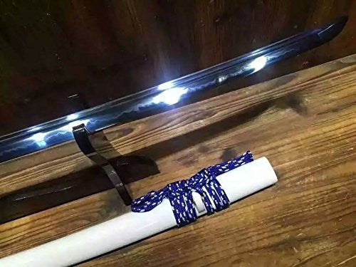 Samurai sword/katana/T10 high carbon steel blue blade/Solid wood Scabbard/Copper tusba/Length 39" - Chinese sword shop