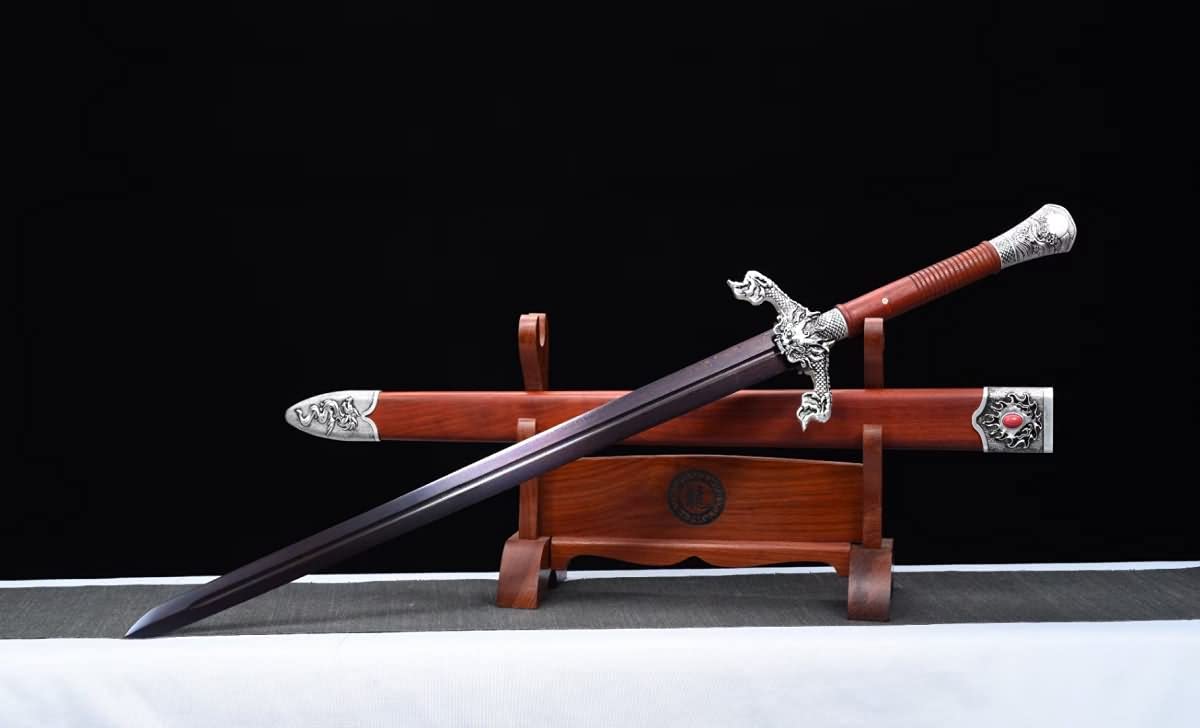 Flying Dragon jian,Forged Damascus red Blades,Redwood Scabbard - Chinese Sword store