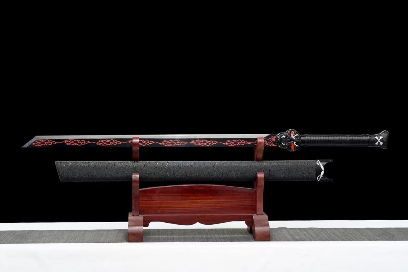 Tang Dao Real,Forged High Carbon Steel Etch Blade,Alloy,Solid Wood,chinese sword