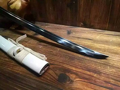 katana/Samurai sword/Medium carbon steel/Alloy fitted/Wood white paint Scabbard/Length 39" - Chinese sword shop