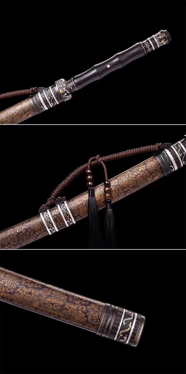 War Sabre,Forged T10 Burning Blade,Brass Scabbard,swords real,LOONGSWORD