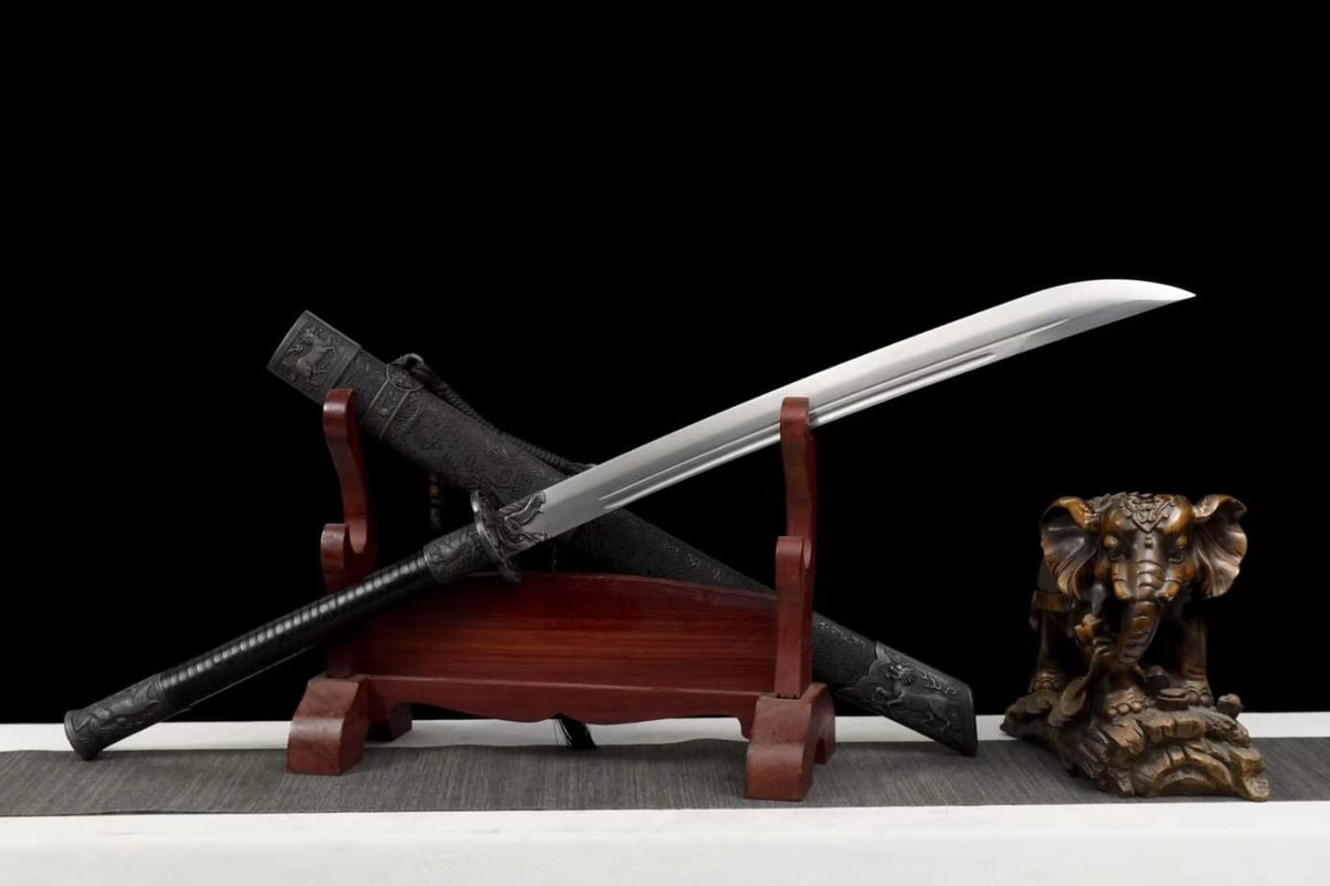 Kangxi dao,Forged high Carbon Steel Blade,Alloy Fittings,Black Scabbard,chinese sword