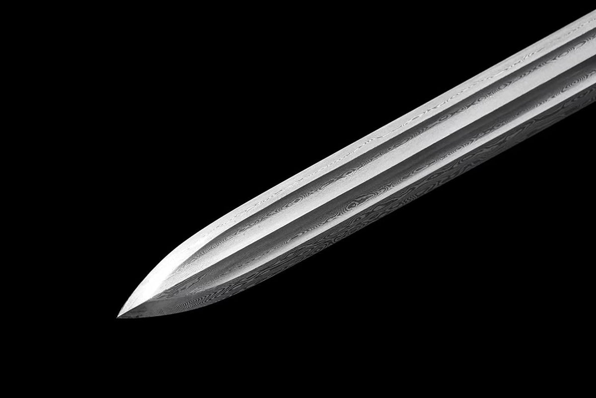 Qinwang jian,Damascus Steel Blade,Brass Fittings,Rosewood Scabbard,chinese sword