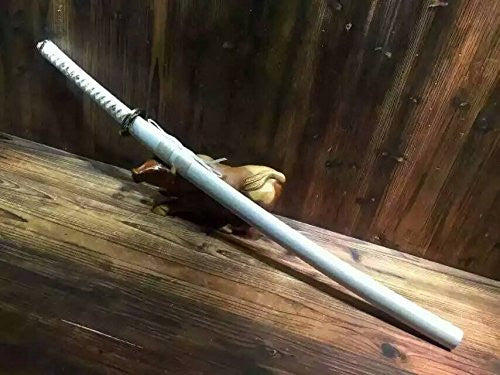 katana/Samurai sword/Medium carbon steel/Alloy fitted/Wood white paint Scabbard/Length 39" - Chinese sword shop