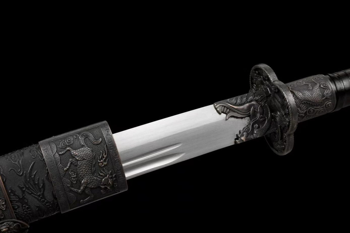 Kangxi dao,Forged high Carbon Steel Blade,Alloy Fittings,Black Scabbard,chinese sword
