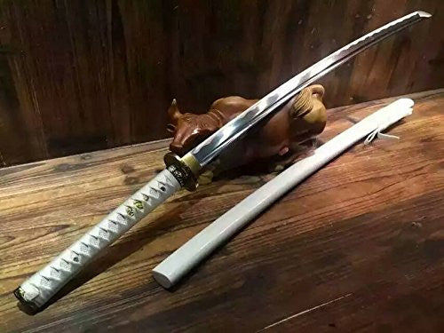 katana/Samurai sword/Medium carbon steel/Alloy fitted/Wood white paint Scabbard/Length 39" - Chinese sword shop
