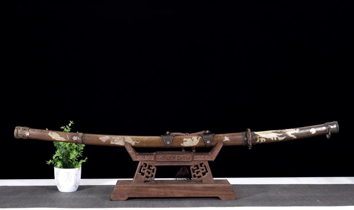 Samaurai Sword Real,Tachi,Damascus Steel Blades,Brass Scabbard,Customize Katanas - Chinese Sword store