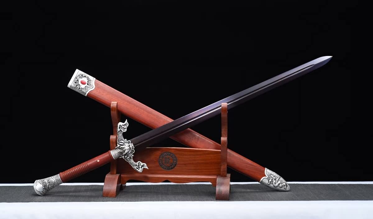 Flying Dragon jian,Forged Damascus red Blades,Redwood Scabbard - Chinese Sword store