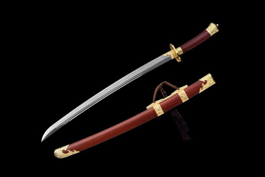 Qing dao Sword Real,Damascus Steel Steel Blade,Rosewood,chinese swords