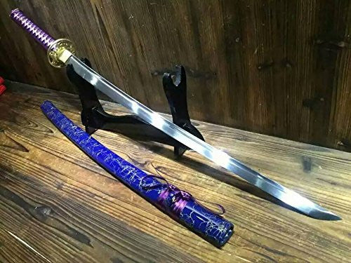 Japanese sword Katana/High carbon steel blade/Blue wood scabbard/Brass fittings - Chinese sword shop