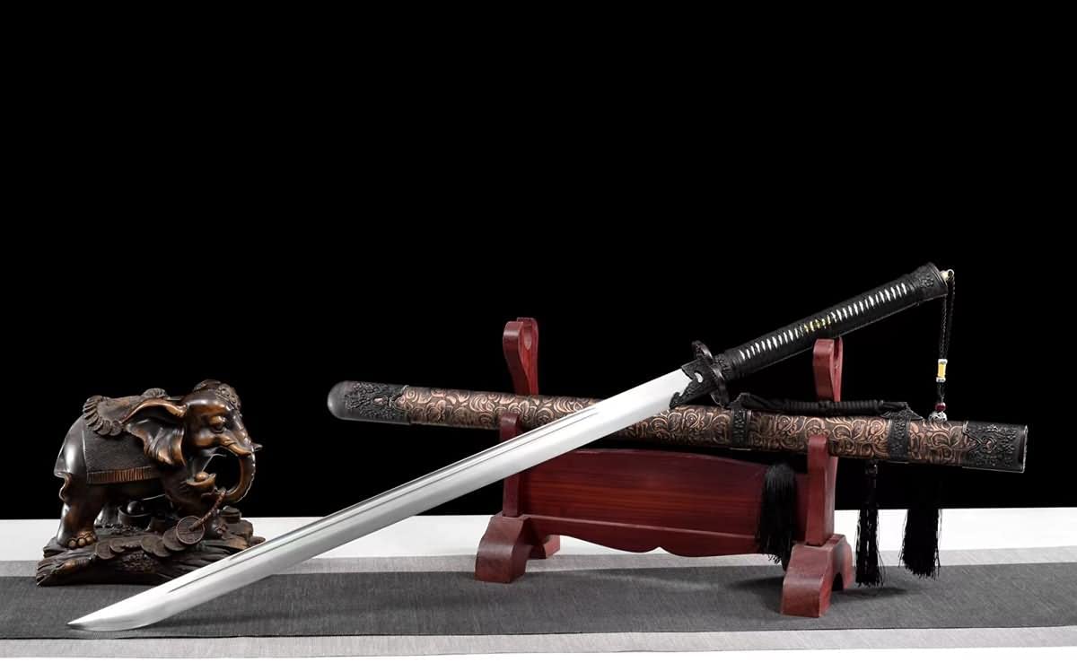 Qin Dao Sword Real High Carbon Steel Blade High Hardness Battle Ready,LOONGSWORD
