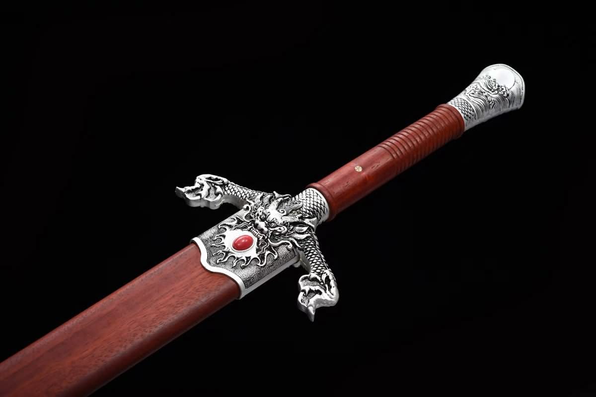Flying Dragon jian,Forged Damascus red Blades,Redwood Scabbard - Chinese Sword store