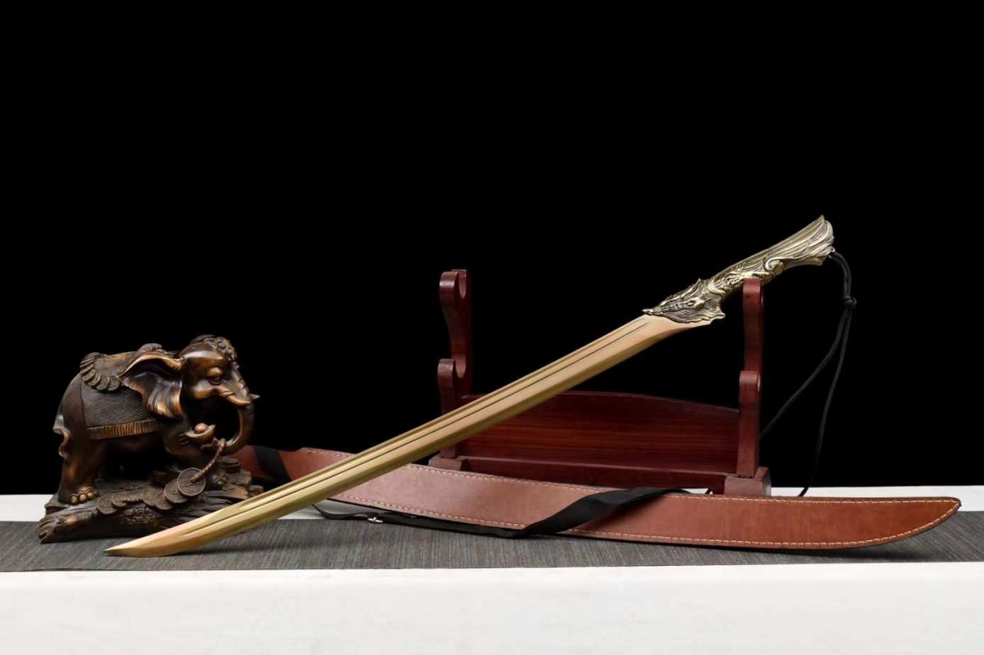 Dragon Slayer dao,High Manganese Steel Golden Blade,Alloy Fittings,Fake Leather Scabbard,chinese sword