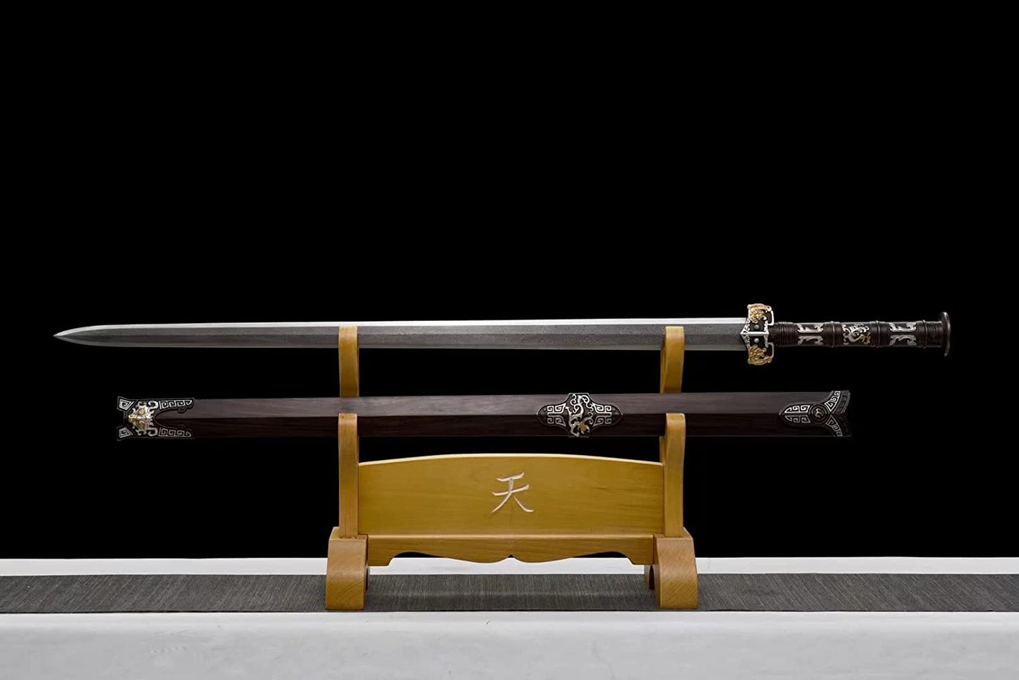 Han jian Sword,Hand Forged Damascus Blade,Ebony,Brass Fittings,chinese sword