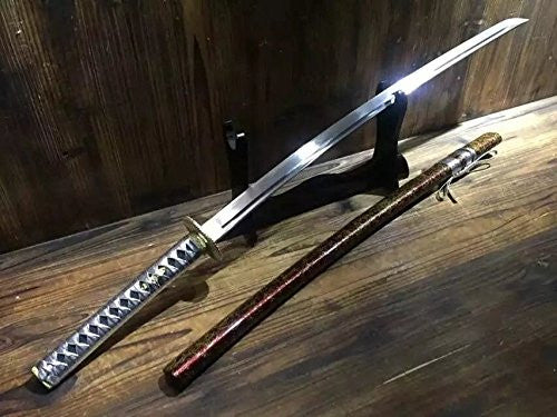 Katana/T10 high carbon steel blade/Wood scabbard/Brass fittings - Chinese sword shop