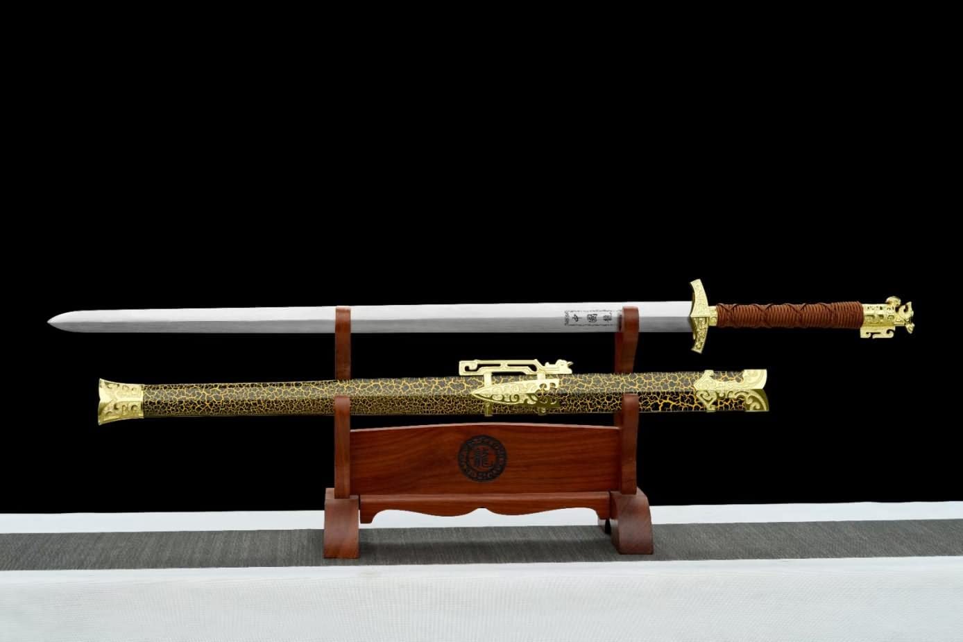 LOONGSWORD,chinese sword,Great Han jian,Carbon Steel Blade,Alloy Fittings,Solid Wood Scabbard
