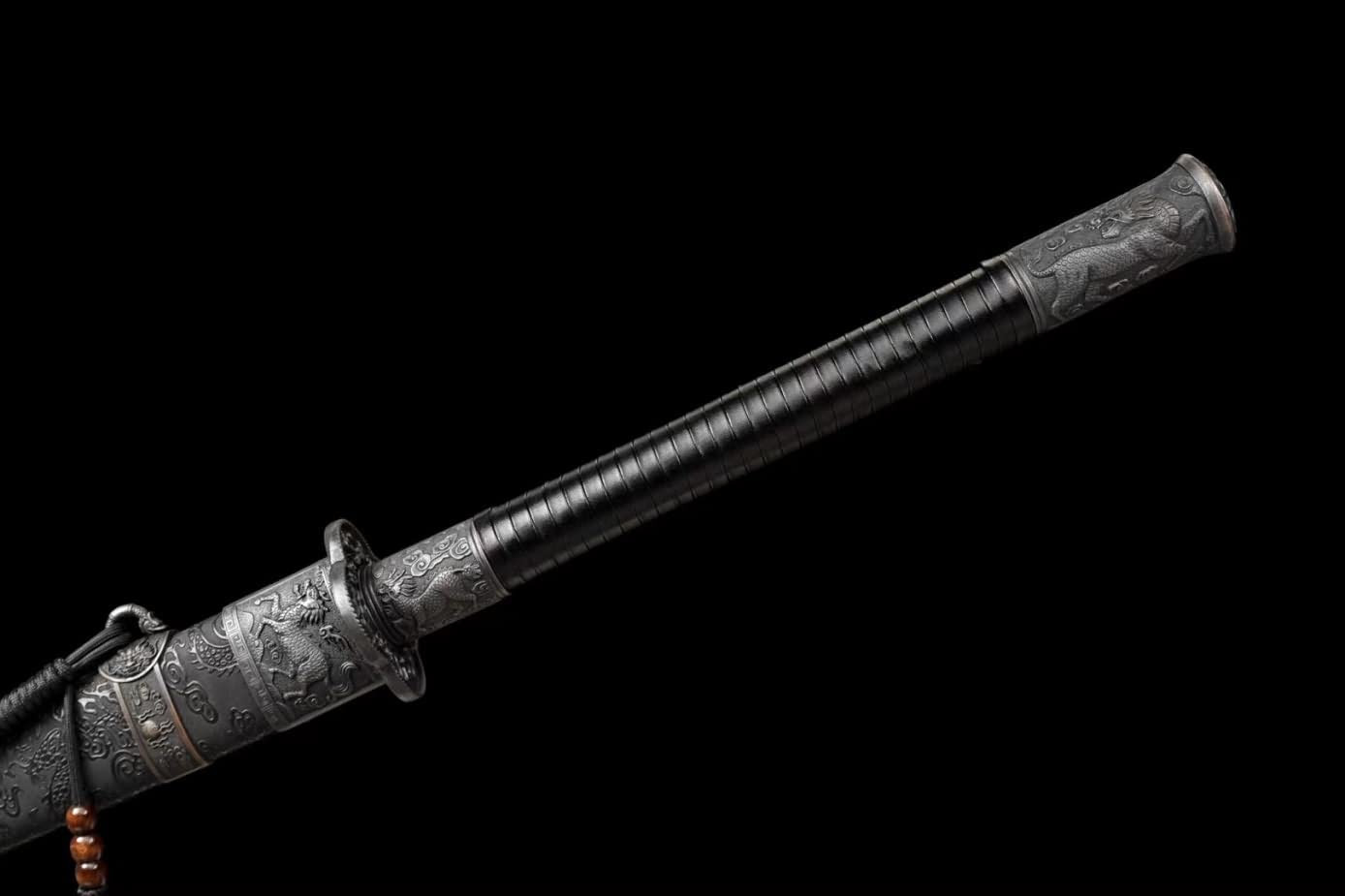 Kangxi dao,Forged high Carbon Steel Blade,Alloy Fittings,Black Scabbard,chinese sword