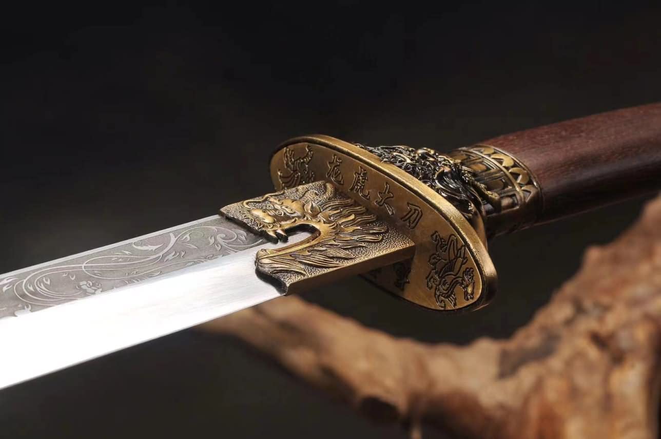 Dragon Tiger Sabre,High Carbon Steel Etch Blade,Rosewood Scabbard,LOONGSWORD