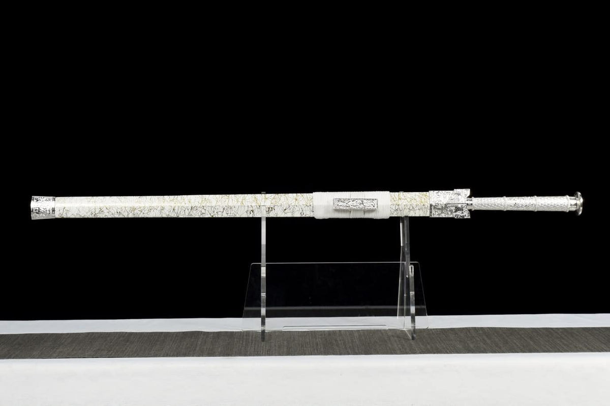 LOONGSWORD,Han jian swords real Forged Hollow Blade,Alloy Fittings,Wood Scabbard