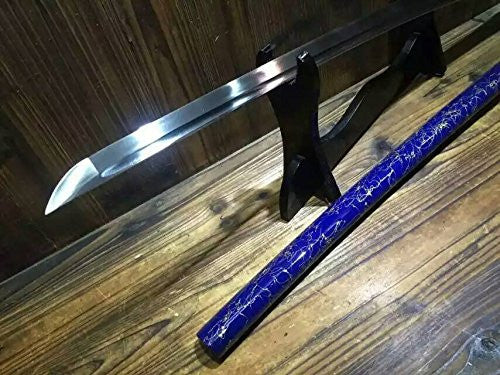Japanese sword Katana/High carbon steel blade/Blue wood scabbard/Brass fittings - Chinese sword shop
