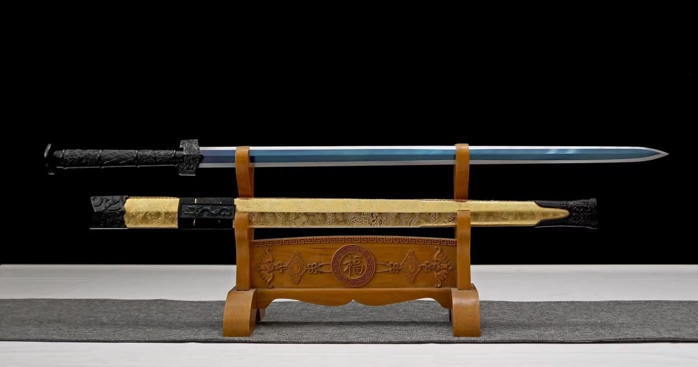 han Sword Real Medium Carbon Steel Blade Yellow Scabbard,chinese swords