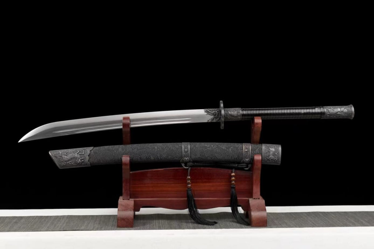 Kangxi dao,Forged high Carbon Steel Blade,Alloy Fittings,Black Scabbard,chinese sword