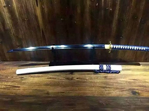 Samurai sword/katana/T10 high carbon steel blue blade/Solid wood Scabbard/Copper tusba/Length 39" - Chinese sword shop