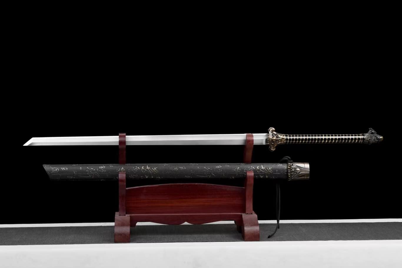 Dragon Tang dao(Forged Blade,Alloy Fittings,Leather Scabbard) Full Tang,chinese sword