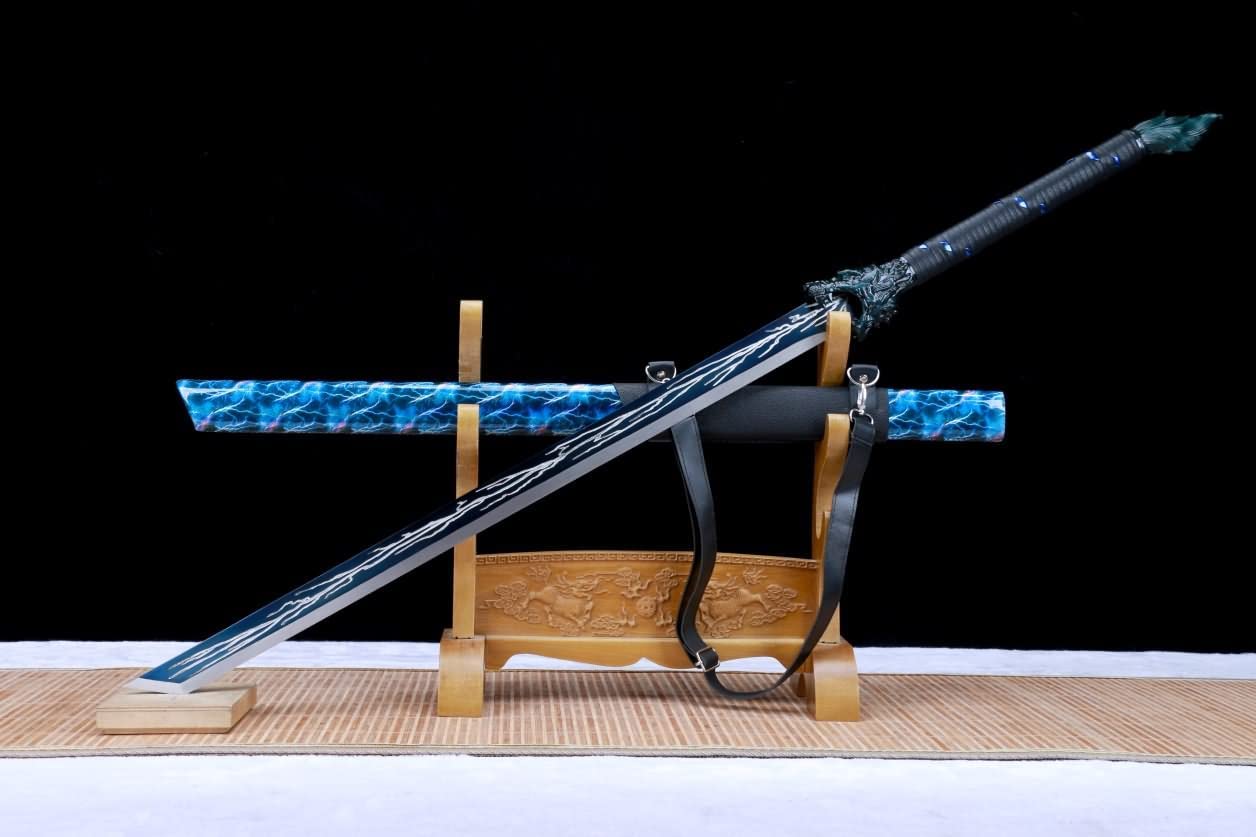 Wolf Swords,Blue Sword,Forged High Carbon Steel Blade,Battle Ready,LOONGSWORD