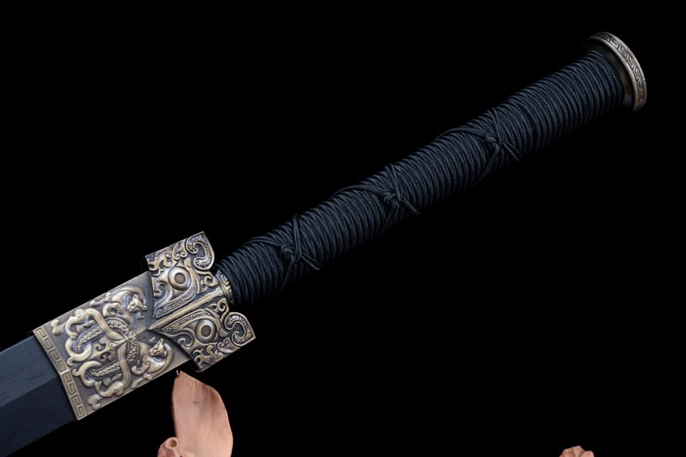 Han jian swords Real,Spring Steel Blade,Alloy Fittings,Black Wood Scabbard,chinese sword