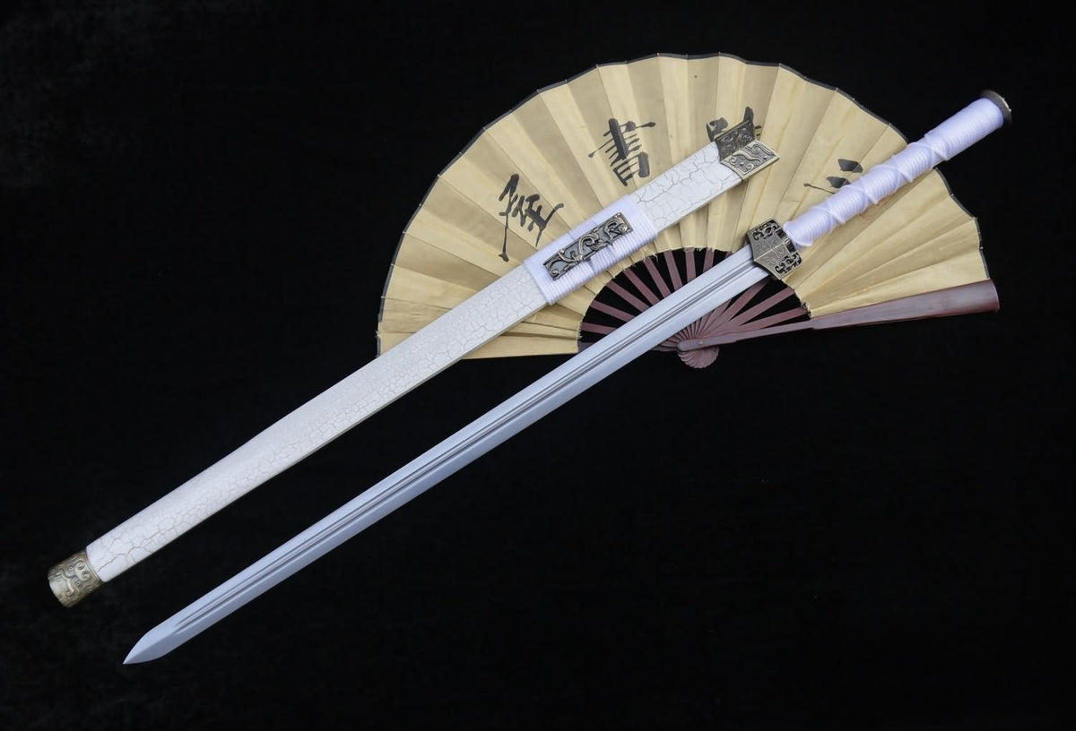 Han jian/Medium carbon steel blade/White scabbard/Alloy fittings/Length 39" - Chinese sword shop