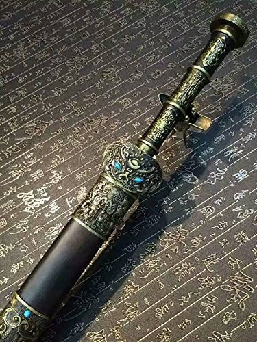 Fengyun jian/Damascus steel red blade/Black wood/Alloy handle/Length 35" - Chinese sword shop