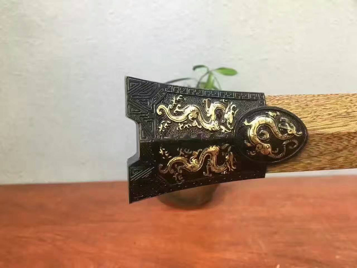 Han jian/Damascus steel blade/Rosewood scabbard/Brass/Length 42" - Chinese sword shop